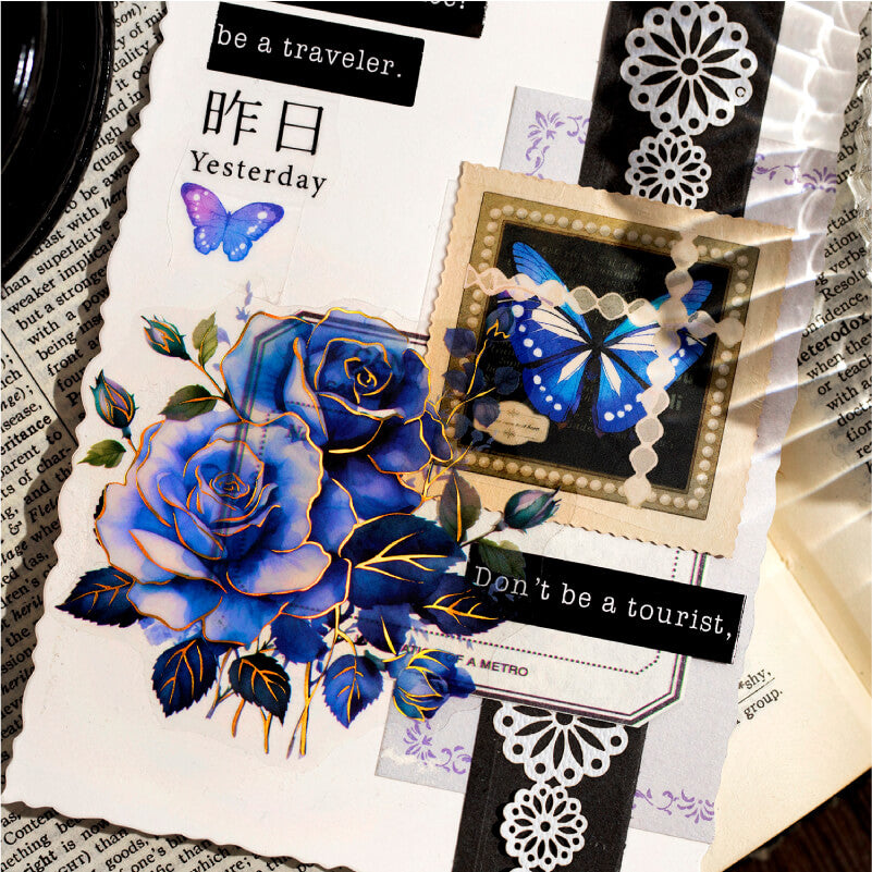 Gothic Shadow Rose Stickers | 10 PCS