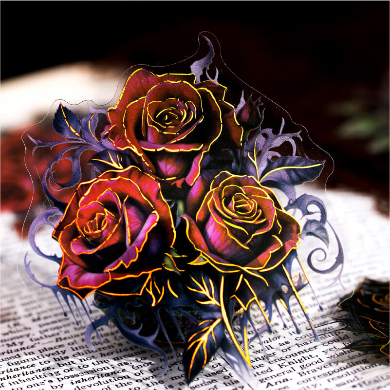 Gothic Shadow Rose Stickers | 10 PCS