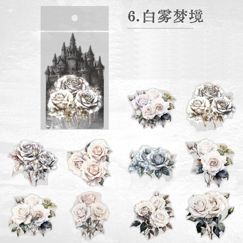 Gothic Shadow Rose Stickers | 10 PCS