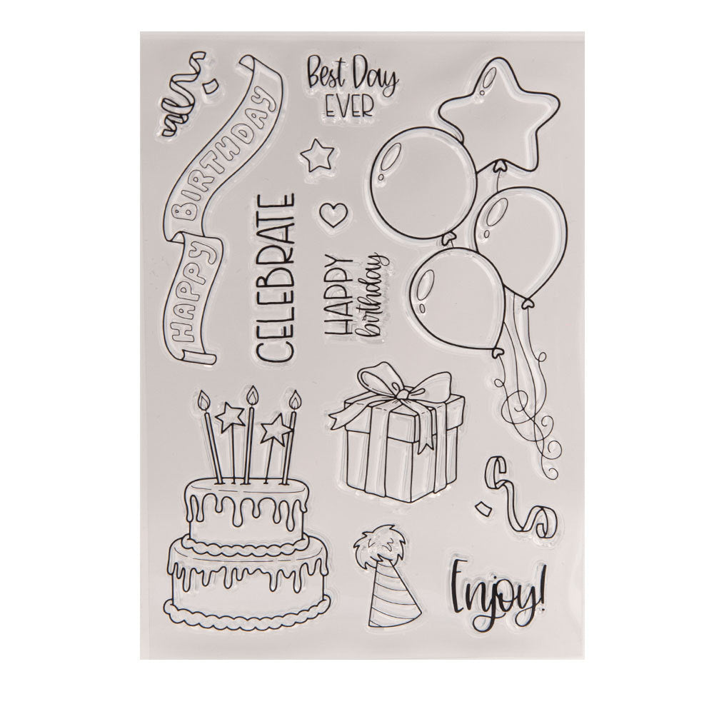 Happy Birthday Balloon Cake Clear Stamp