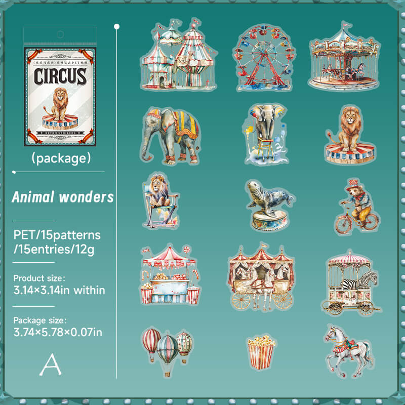 Happy Circus Stickers | 15 PCS