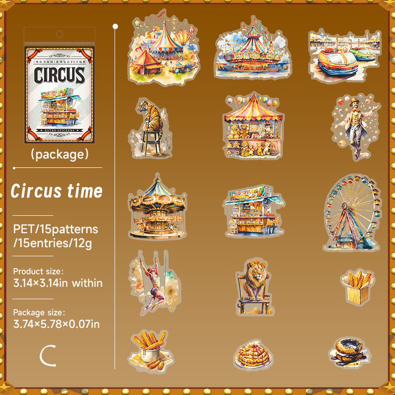 Happy Circus Stickers | 15 PCS