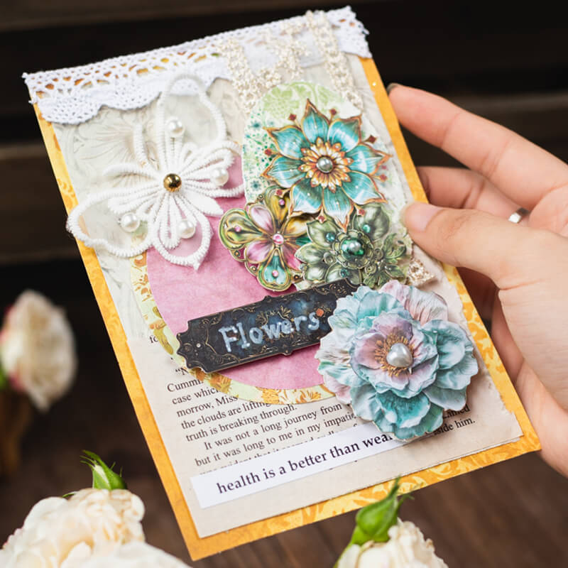 Hard Card Scrapbook Flowers | 20 PCS