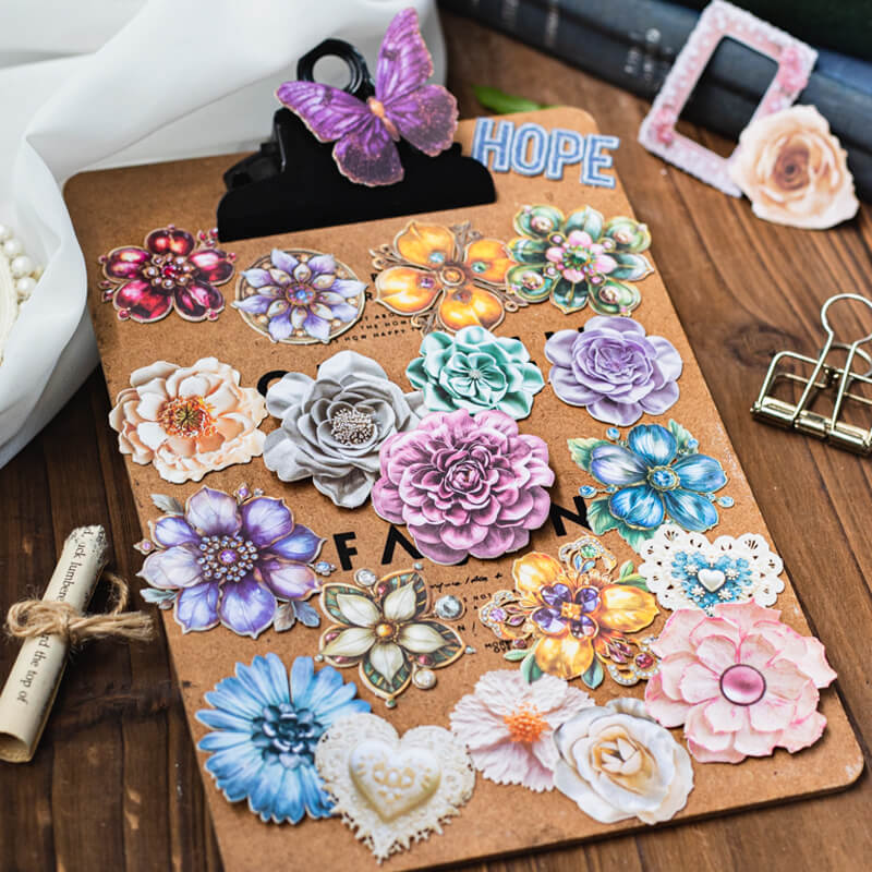 Hard Card Scrapbook Flowers | 20 PCS