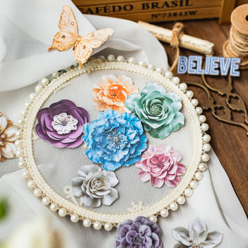 Hard Card Scrapbook Flowers | 20 PCS