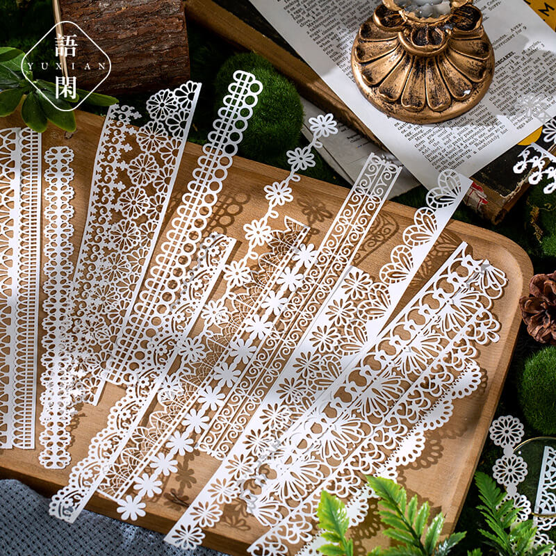 Hollow Lace Waltz Collage Paper | 16 PCS