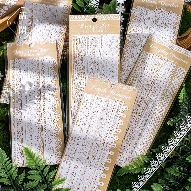 Hollow Lace Waltz Collage Paper | 16 PCS