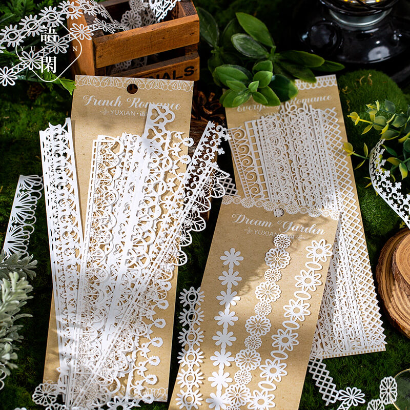 Hollow Lace Waltz Collage Paper | 16 PCS