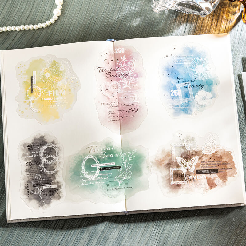 Ink Dyed Lace Stickers | 10 PCS