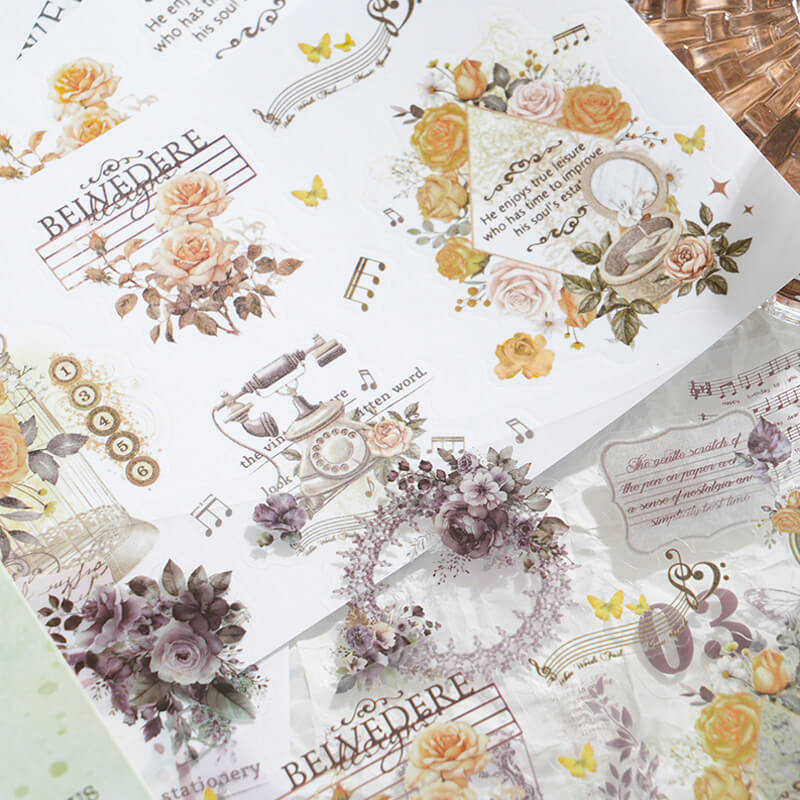 Lace Flowers Sticker Books | 12 PCS