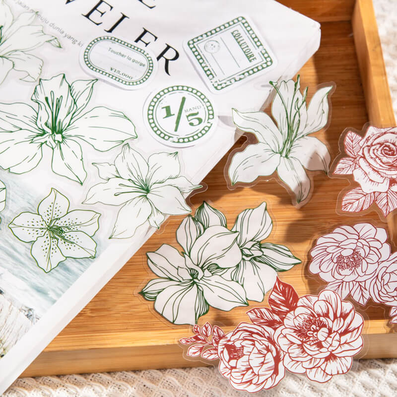 Line Drawing Flower Stickers | 40 PCS