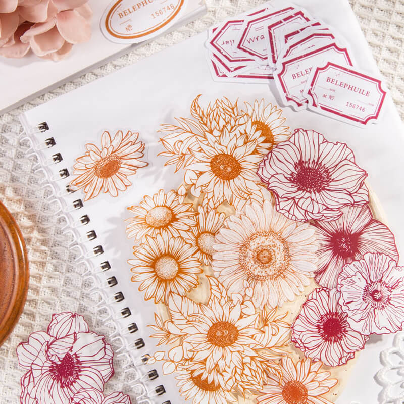 Line Drawing Flower Stickers | 40 PCS