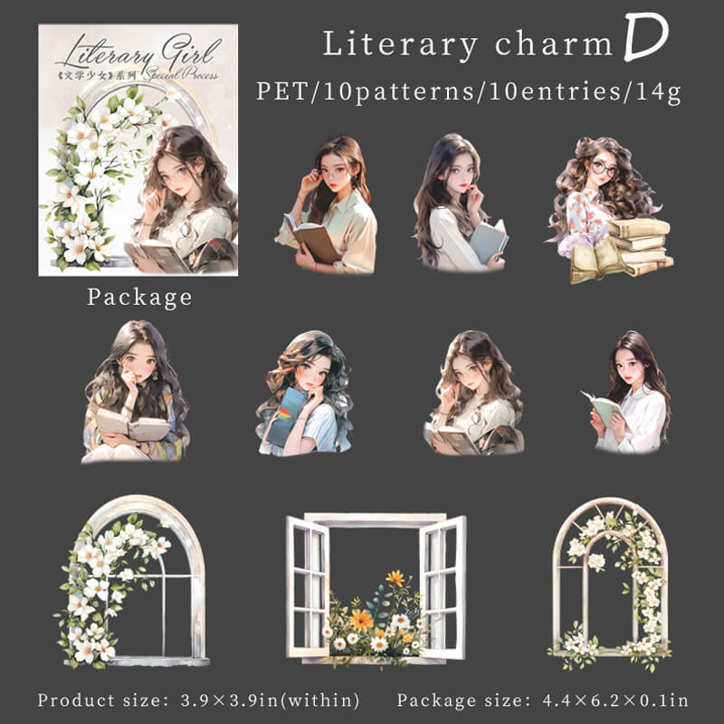 Literary Girl Sticker | 10 PCS