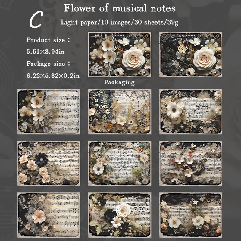 Music Theme Scrapbook Paper | 30 PCS