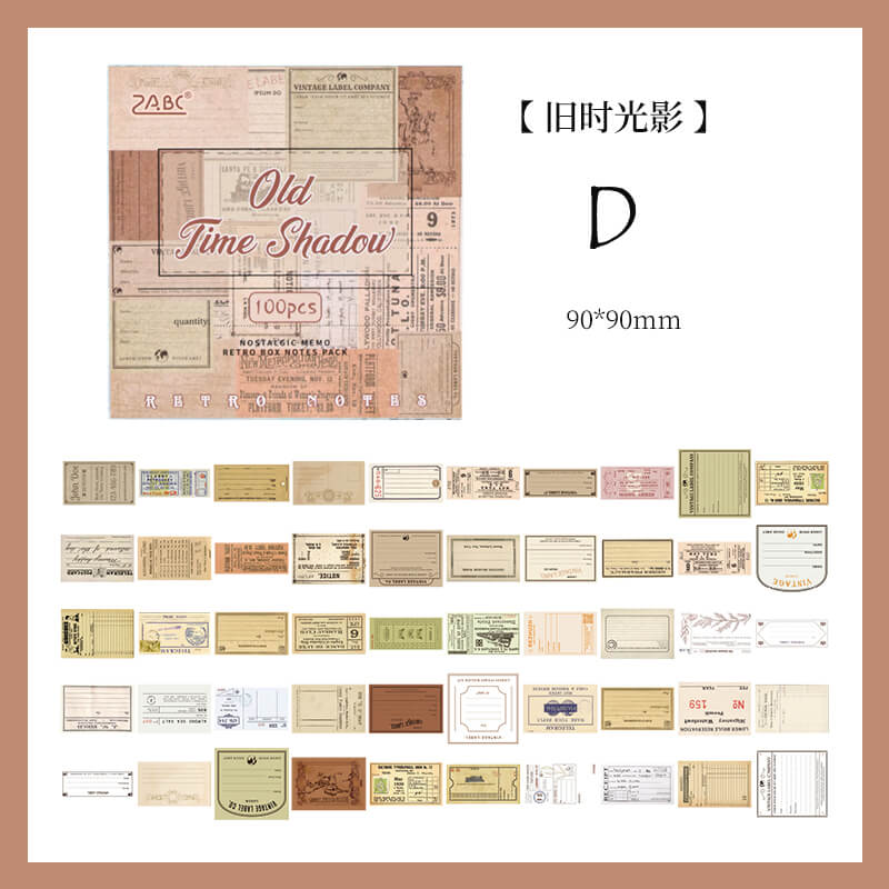 Nostalgic Labels Scrapbooking Paper | 100 PCS