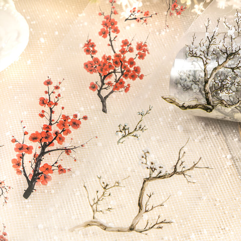 Red Plum Blossom PET Tape | 1 Roll