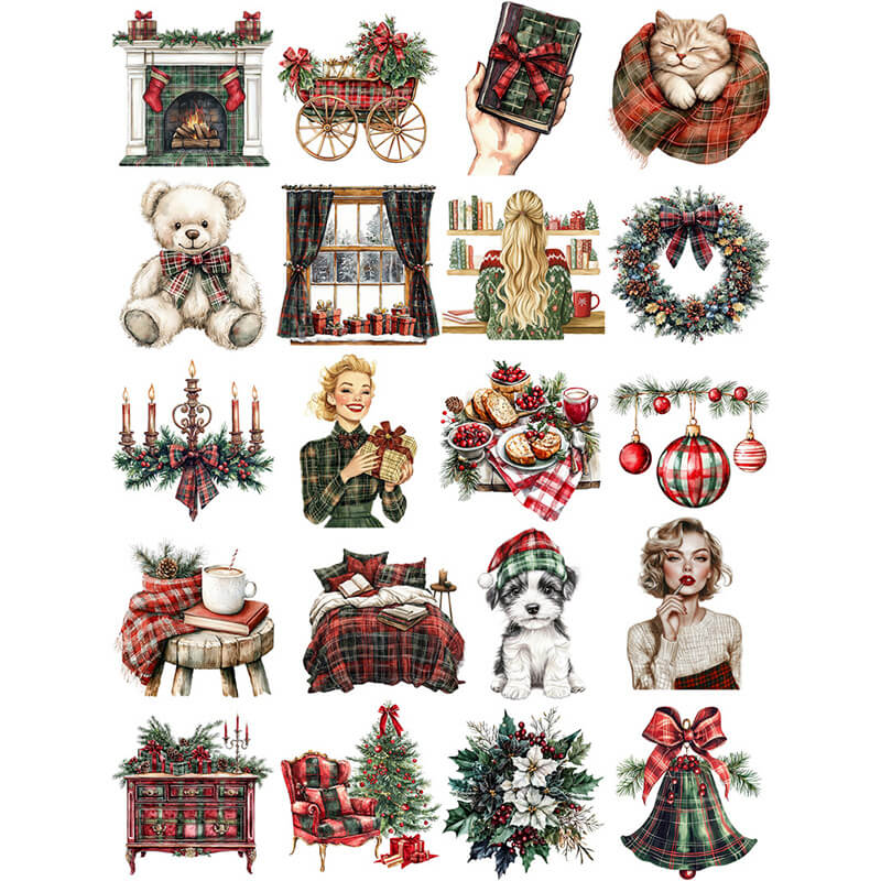 Retro Christmas Stickers | 16 PCS