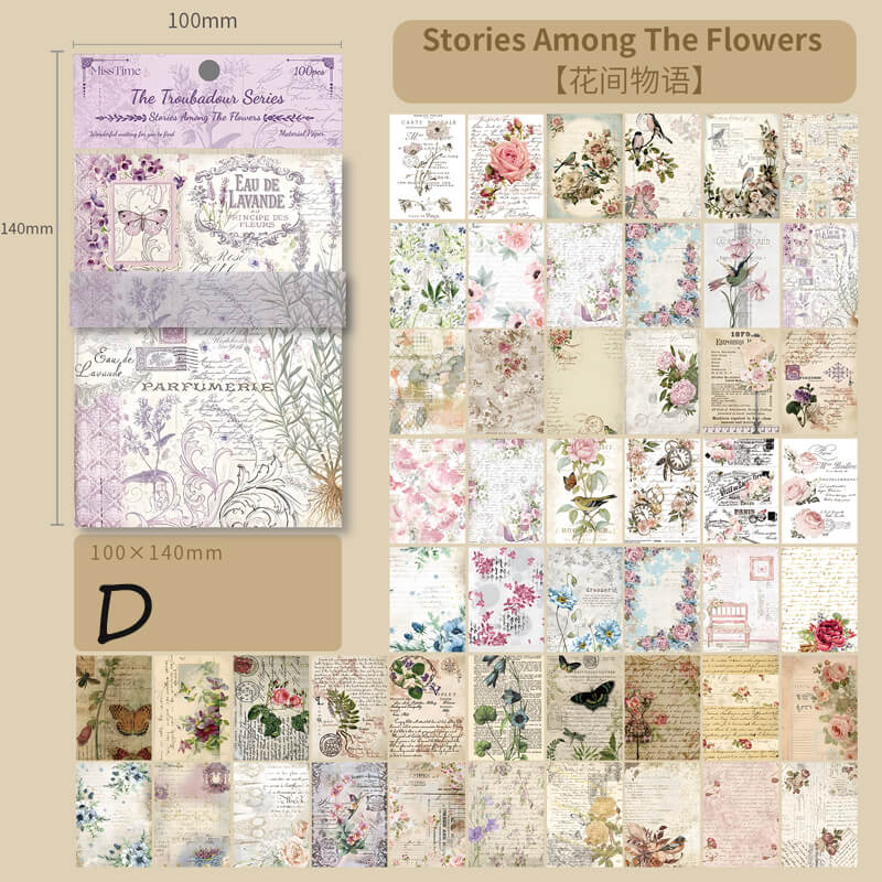 Retro Collage Scrapbooking Paper | 100 PCS