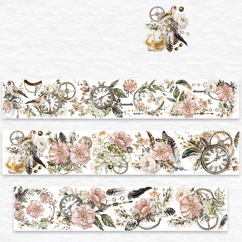 Retro Rose Flower PET Tape | 1 Loop