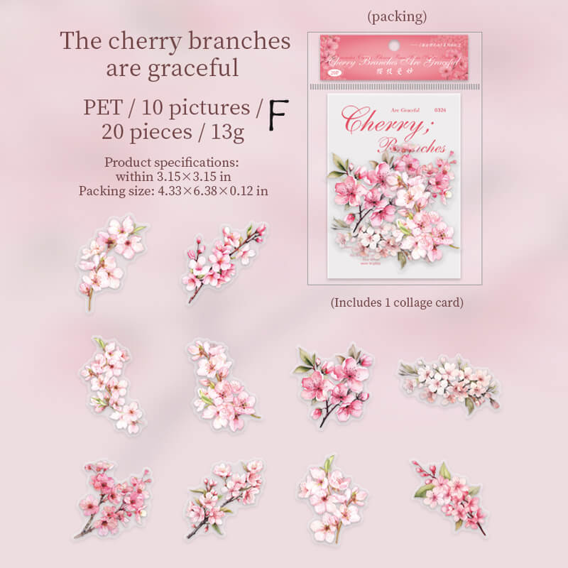 Romantic Cherry Blossoms Stickers | 20 PCS