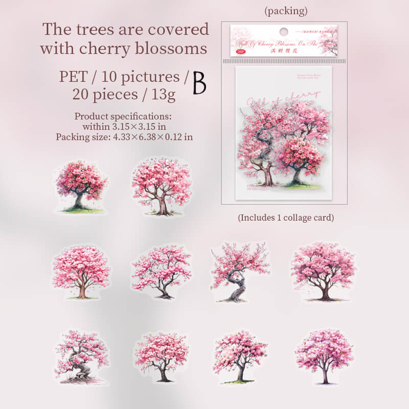 Romantic Cherry Blossoms Stickers | 20 PCS