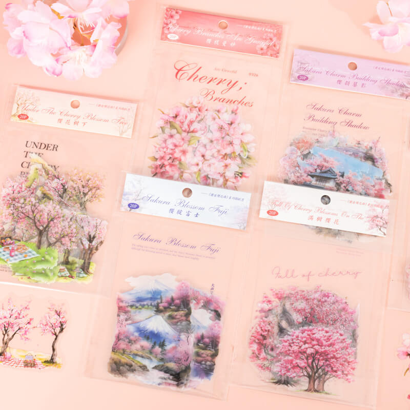 Romantic Cherry Blossoms Stickers | 20 PCS