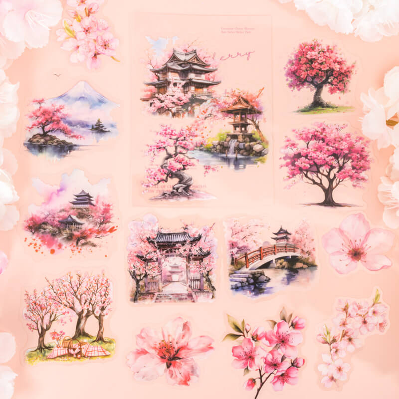 Romantic Cherry Blossoms Stickers | 20 PCS