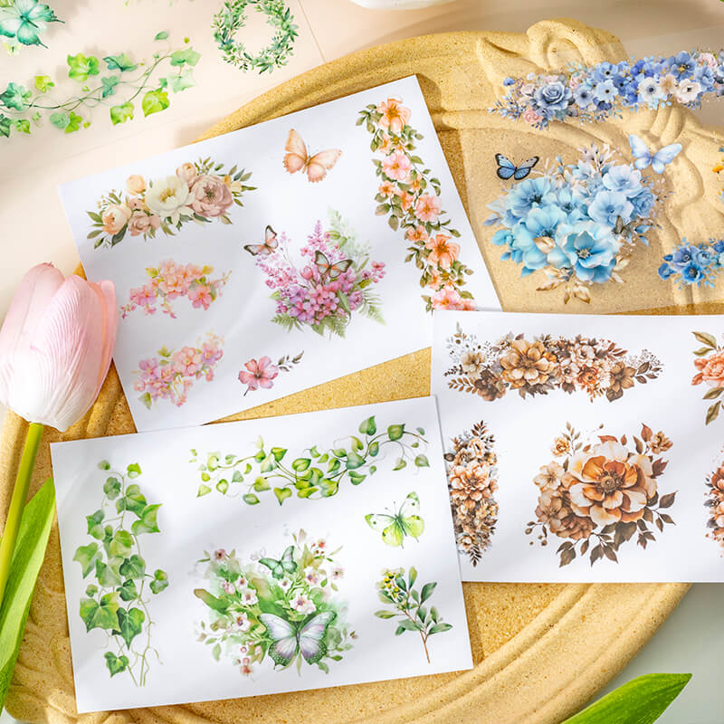 Romantic Flower Sea Stickers | 18 PCS