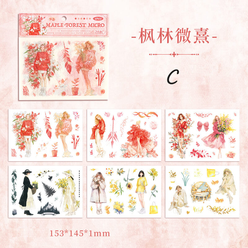 Romantic Girl Stickers | 6 PCS