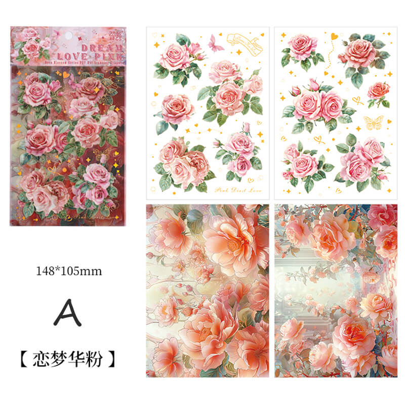 Roses Blooming Scrapbooking Paper | 4 PCS