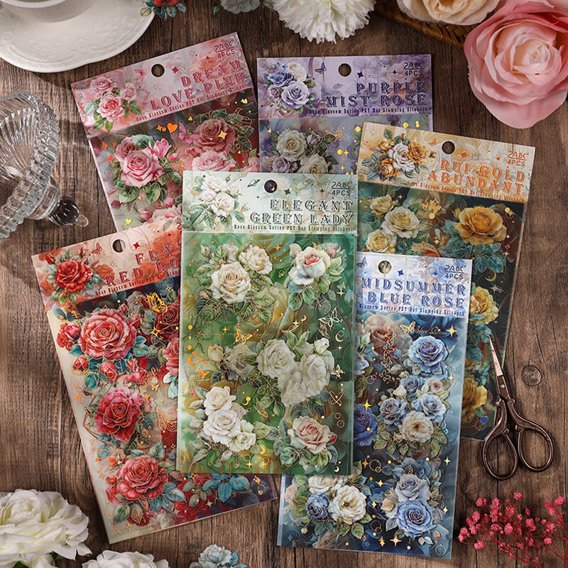 Roses Blooming Scrapbooking Paper | 4 PCS