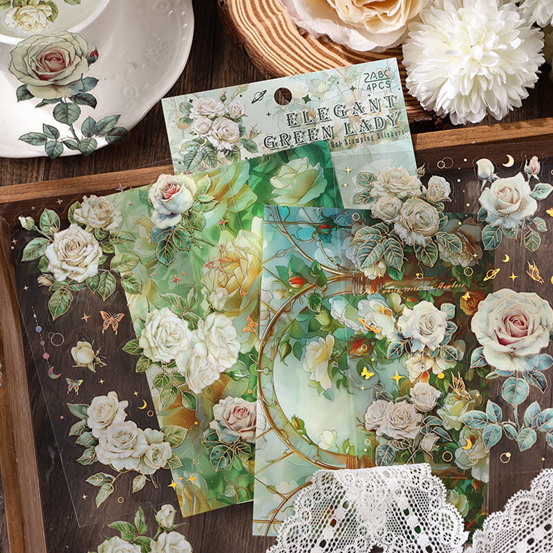 Roses Blooming Scrapbooking Paper | 4 PCS