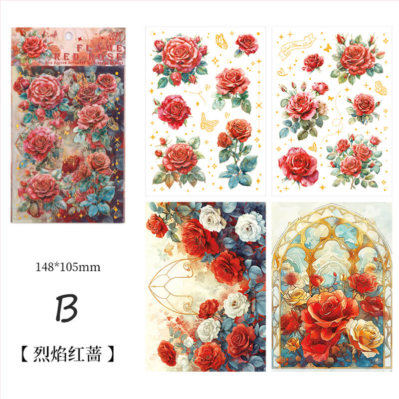 Roses Blooming Scrapbooking Paper | 4 PCS