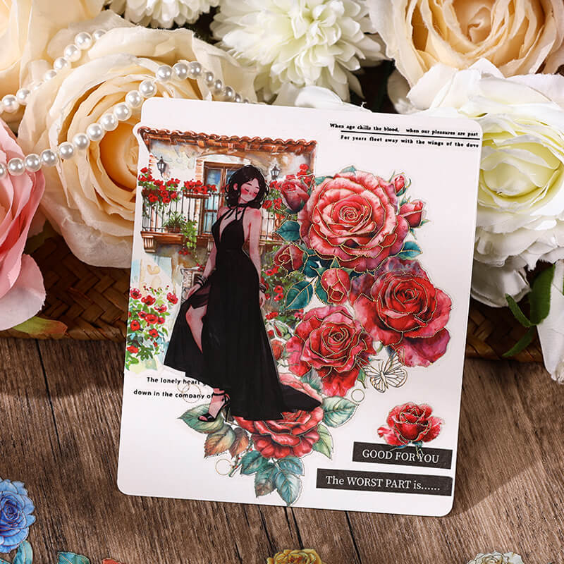 Roses Blooming Scrapbooking Paper | 4 PCS