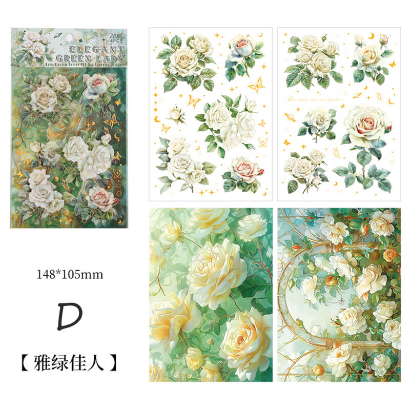 Roses Blooming Scrapbooking Paper | 4 PCS