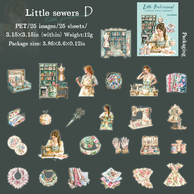 Sewing Girl Stickers | 25 PCS