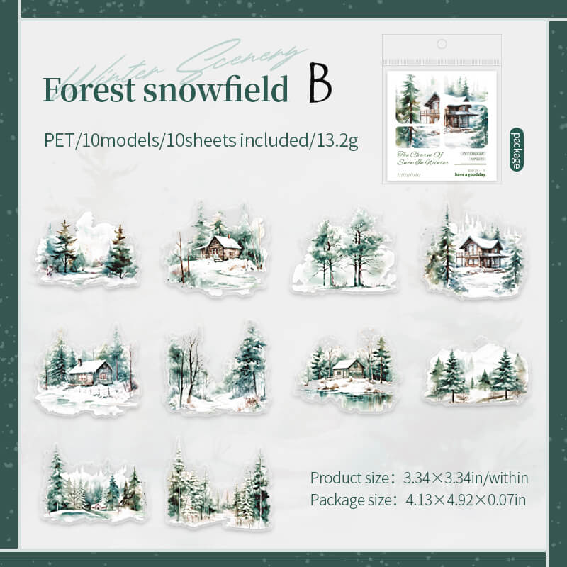 Snow Cabin Stickers | 10 PCS