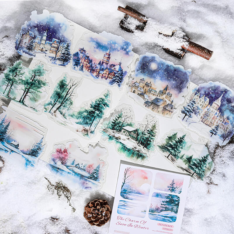 Snow Cabin Stickers | 10 PCS