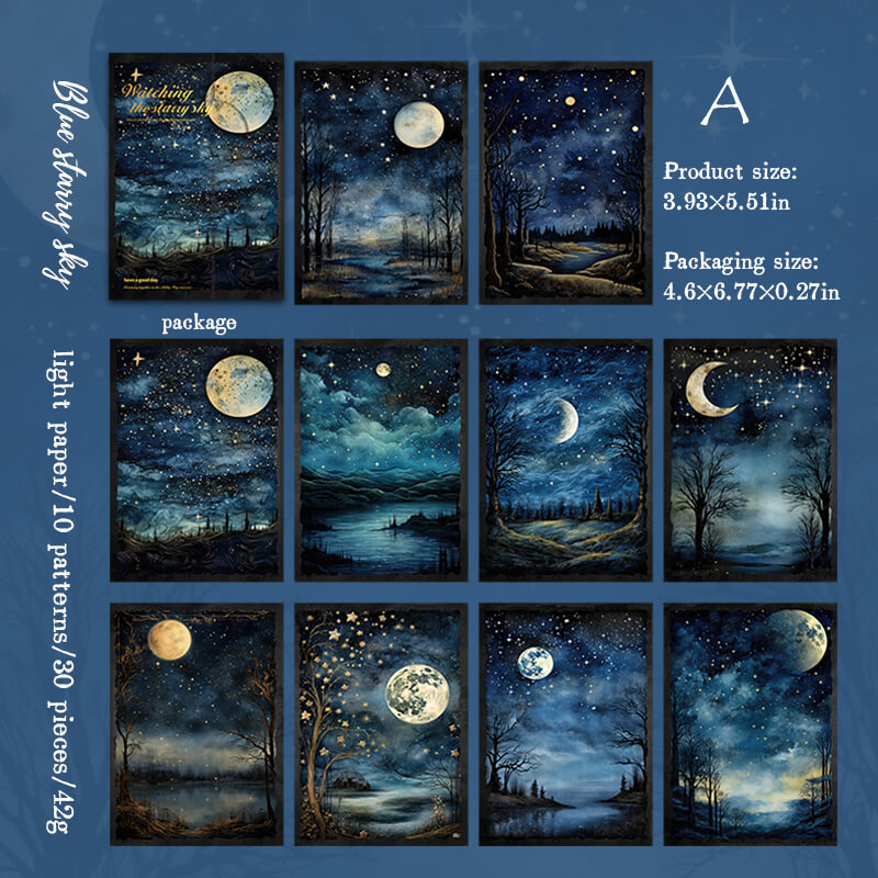 Starry Sky Scrapbooking Paper | 30 PCS