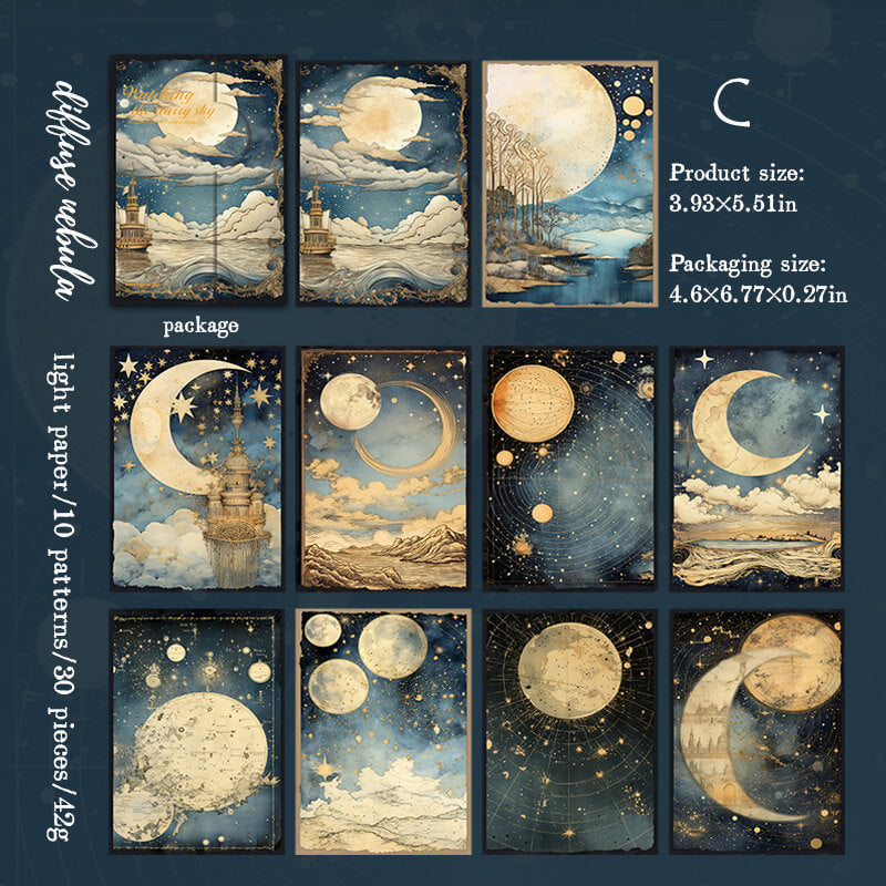 Starry Sky Scrapbooking Paper | 30 PCS