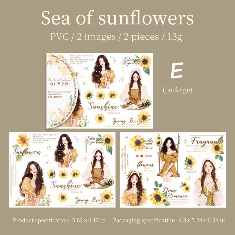 Sunflower Girl Transfer Stickers | 2 Sheets