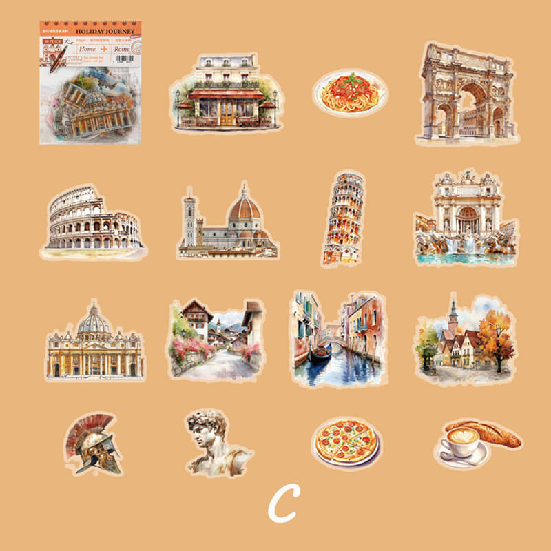 Tourist Architecture Stickers | 30 PCS