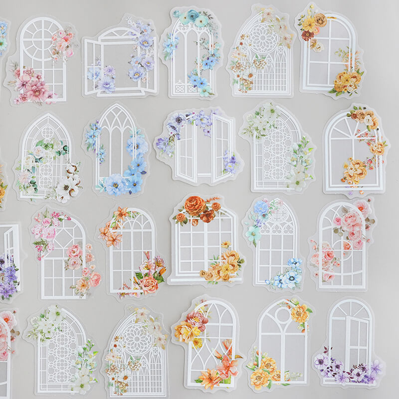 Window Frame Flowers Stickers | 20 PCS