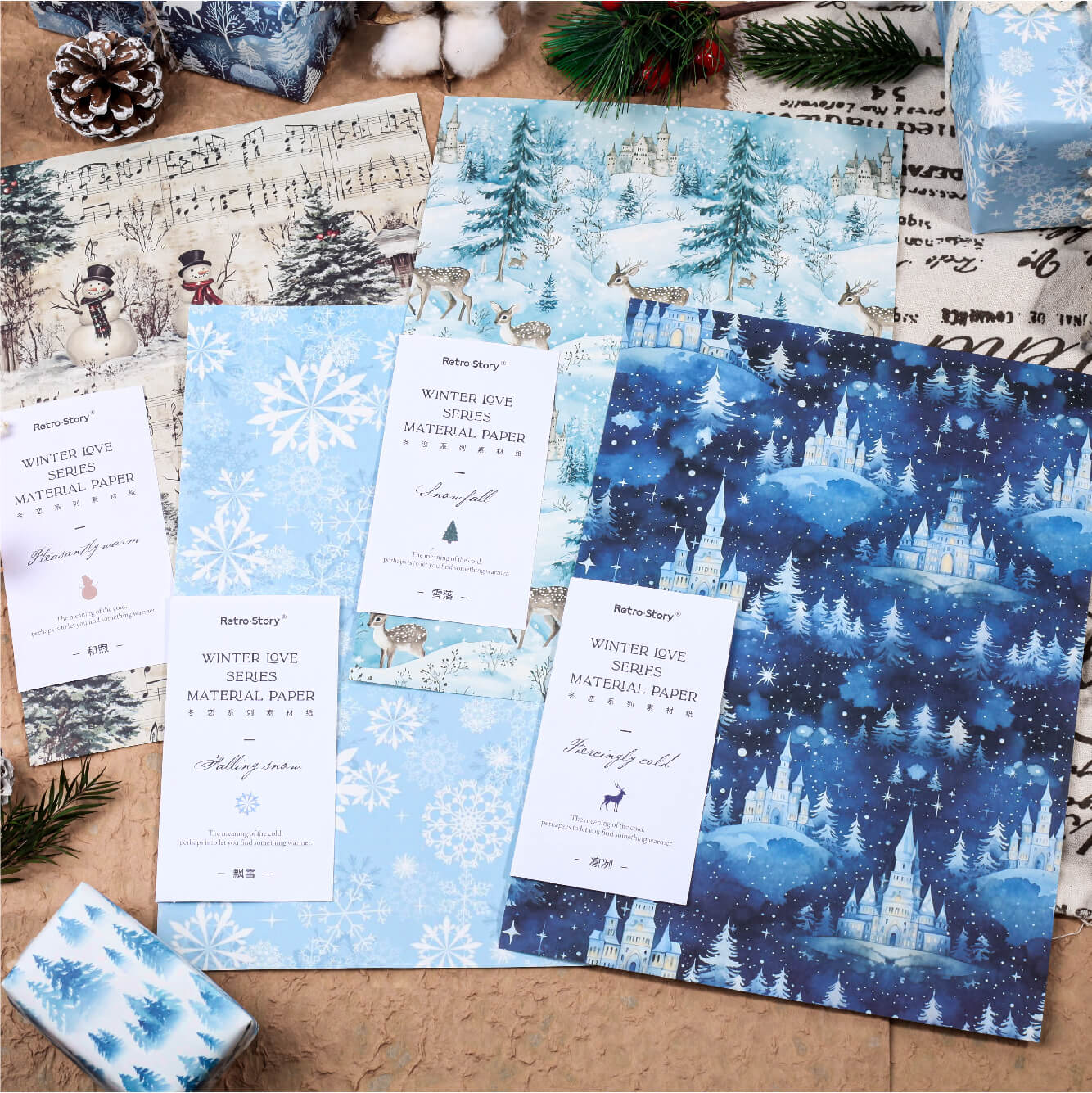 Winter Romance Scrapbooking Paper | 10 PCS