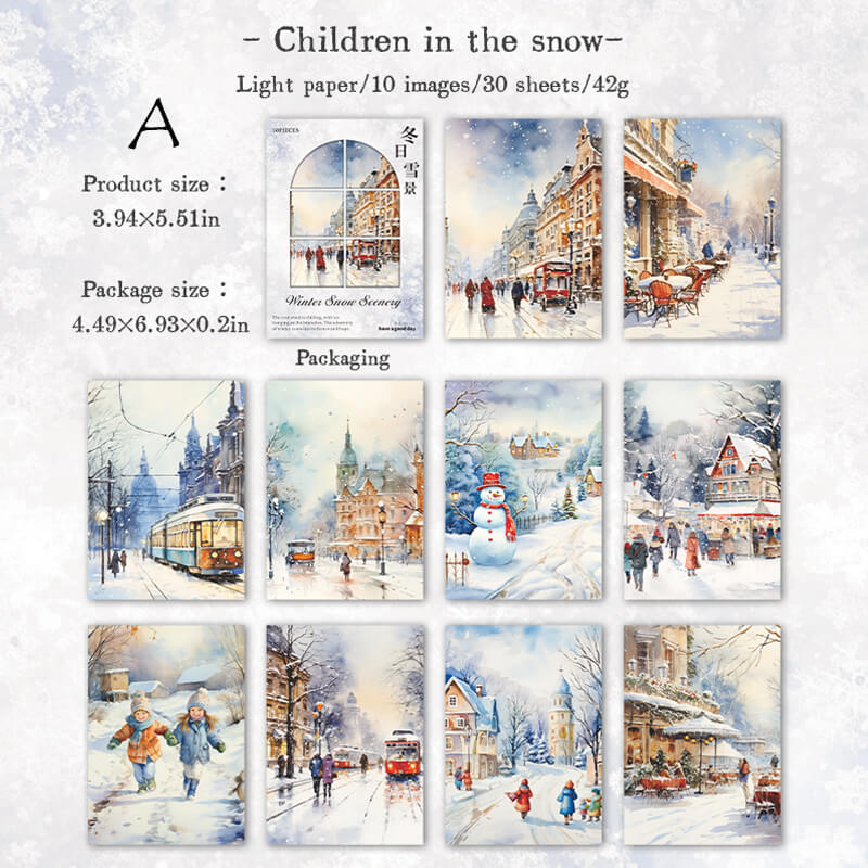 Winter Snow Scene Scrapbooking Paper | 30 PCS