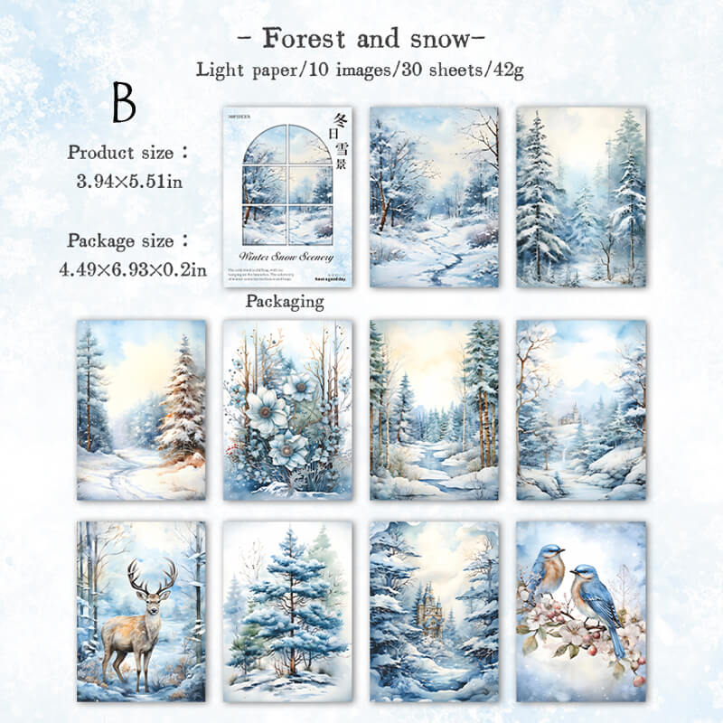 Winter Snow Scene Scrapbooking Paper | 30 PCS