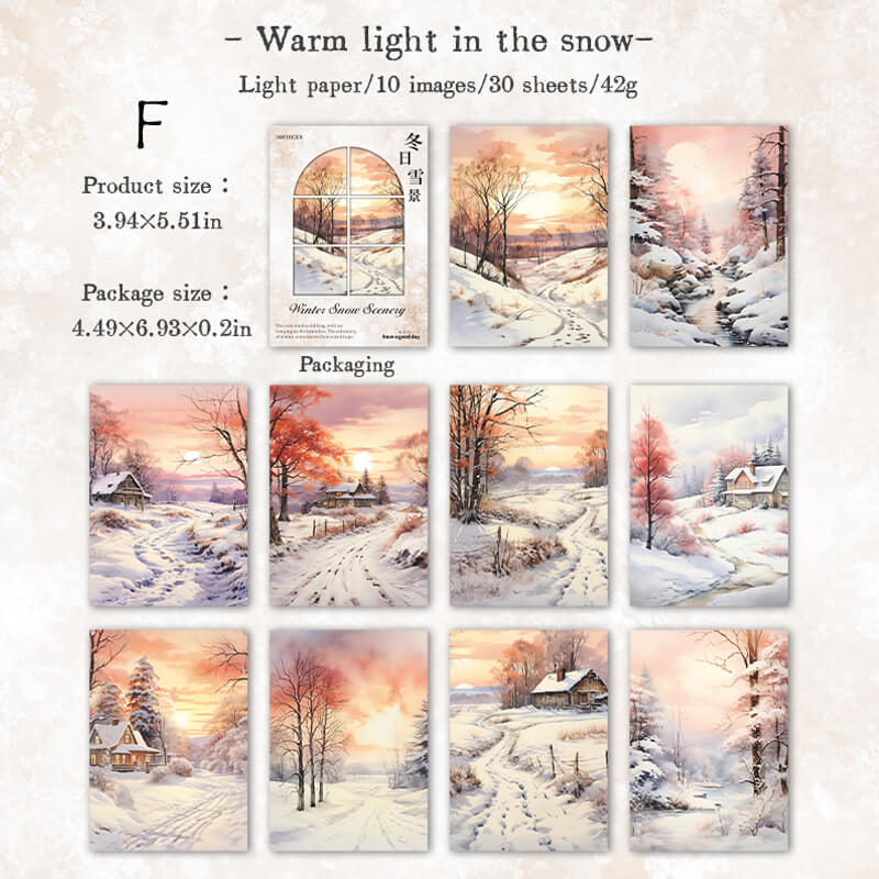 Winter Snow Scene Scrapbooking Paper | 30 PCS