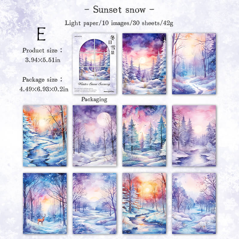 Winter Snow Scene Scrapbooking Paper | 30 PCS