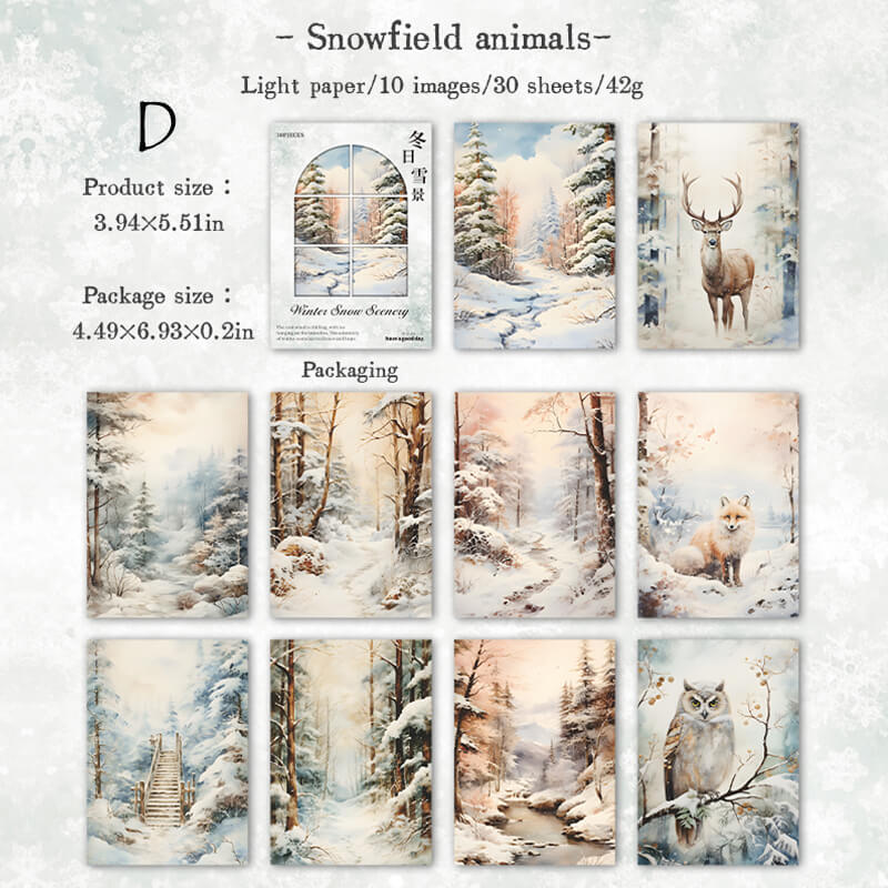 Winter Snow Scene Scrapbooking Paper | 30 PCS