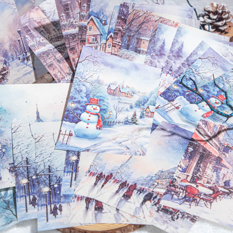 Winter Snow Scene Scrapbooking Paper | 30 PCS